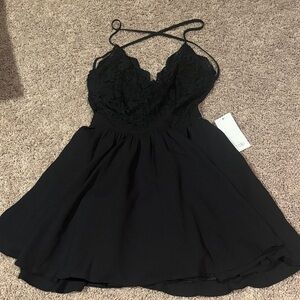 Tobi Black Lace Mini Dress